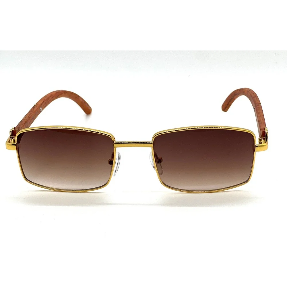 Mens Gold Sunglasses Square Frame Classic Stylish‎ Sun Protection UV400 Hip Hop
